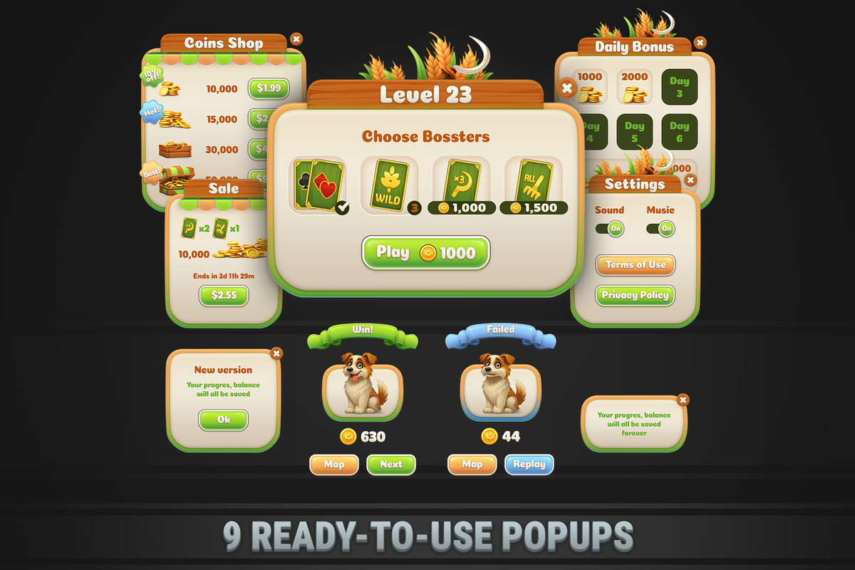 MK Solitaire Kit • Farm TriPeaks Game Template