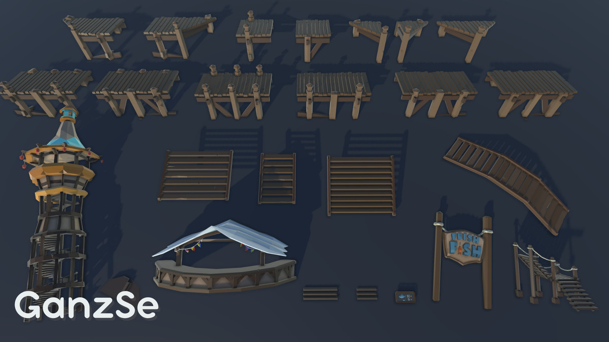 GanzSe Fishing Harbor - Stylized Low Poly Environment