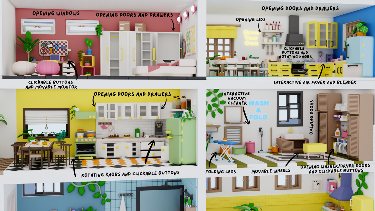 BIG PACK Interactive Cartoon Interiors & Rooms
