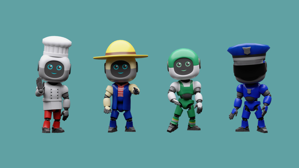 Сartoon robots 1 01 in professions costumes