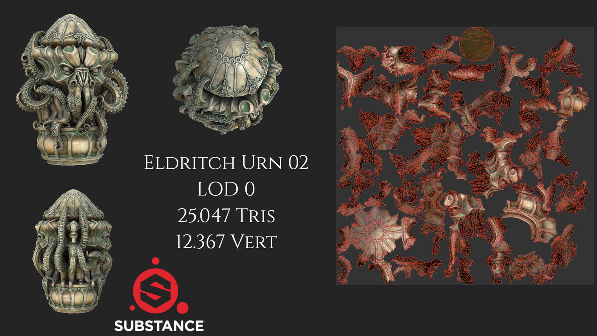 4 Dark Fantasy Eldritch Urns / Vessels / Pots