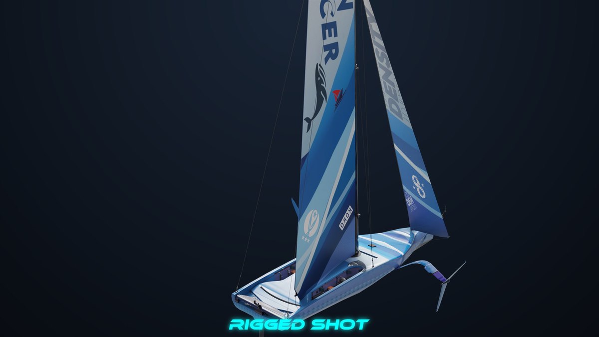 Yacht Hydrofoil Sailing Boat Blue URP HDRP Textures