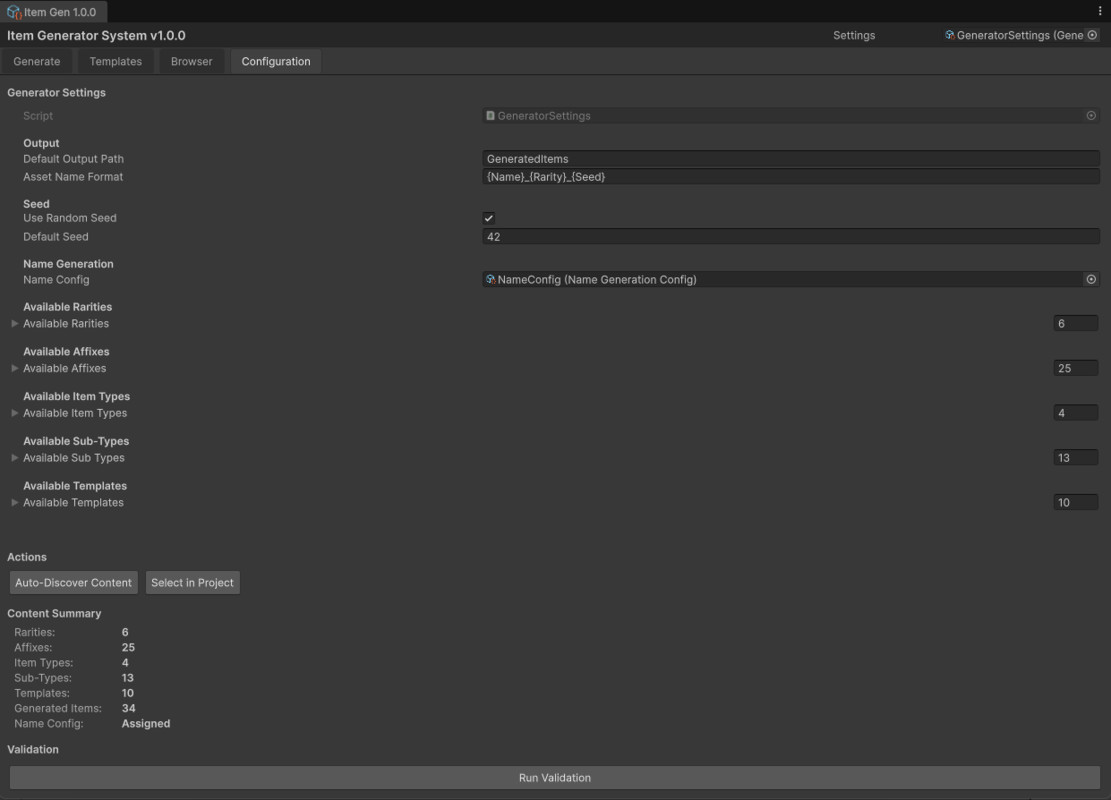 Item Generator System