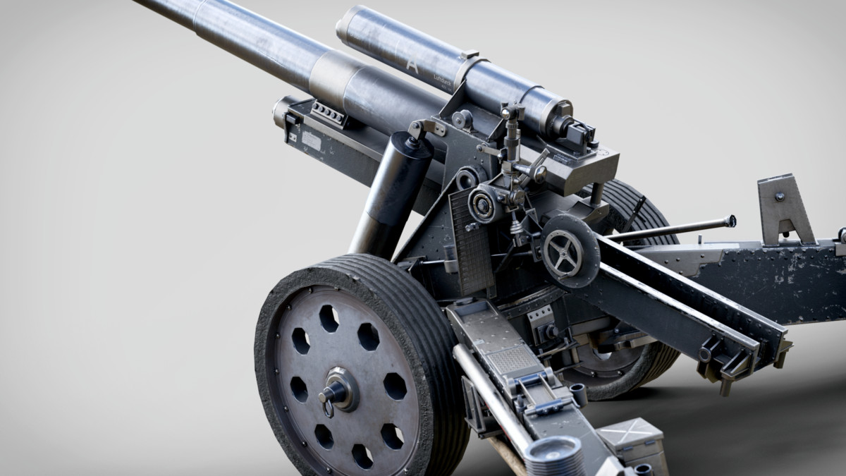 Rigged 15cm sFH 18 Cannon WW2