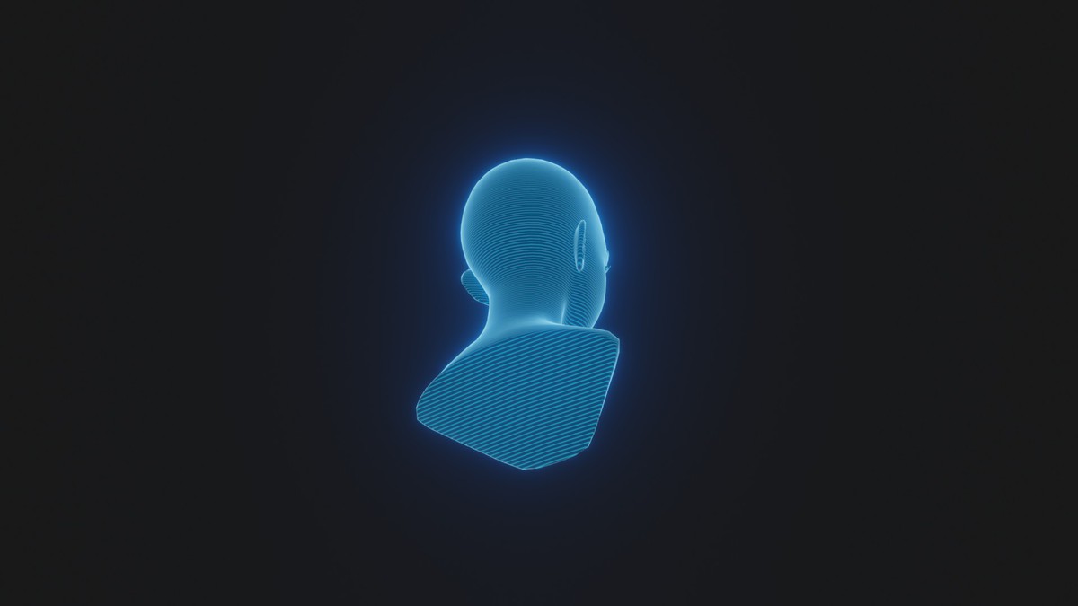 Anime Human Hologram Heads 3D Model Rigged with Facial Expressions