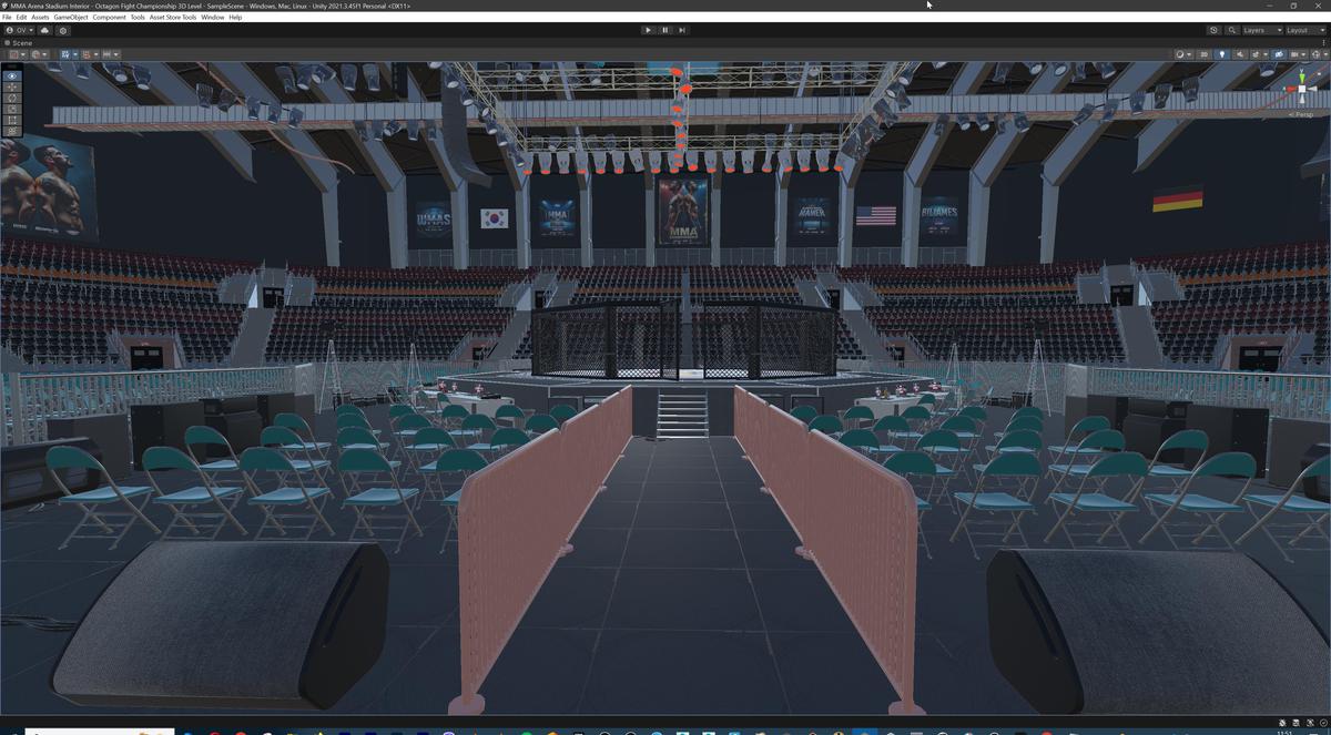MMA Arena Stadium Interior - Octagon Fight Championship Nodular 3D Level