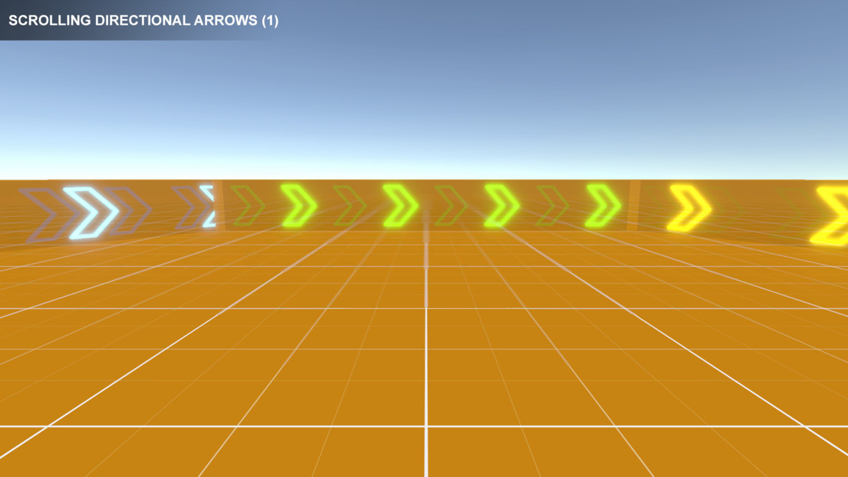 Scrolling Directional Arrows: Neon Racing Guidance Arrows