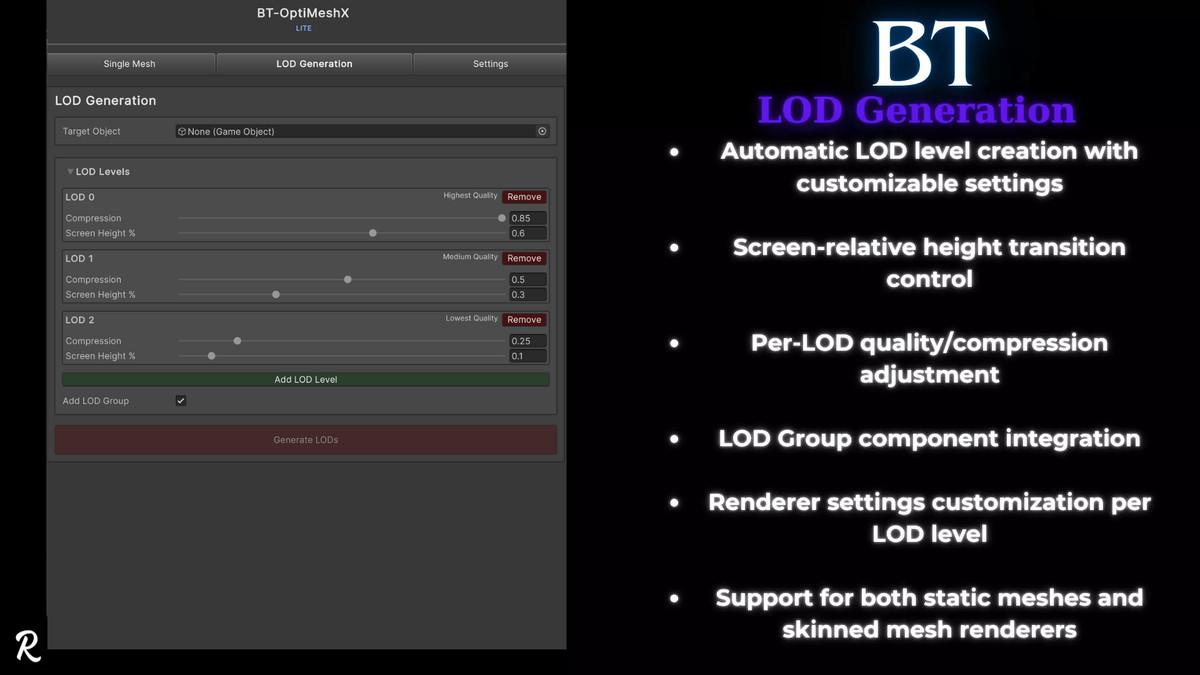 BT-OptiMeshX Lite: Advanced LOD,Mesh & Model optimization System