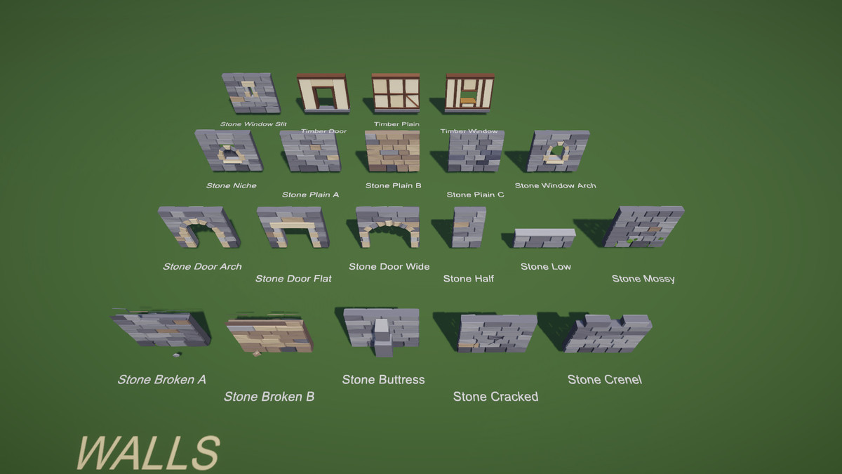 Low Poly Dungeon Keep - Modular Stone Castle Kit