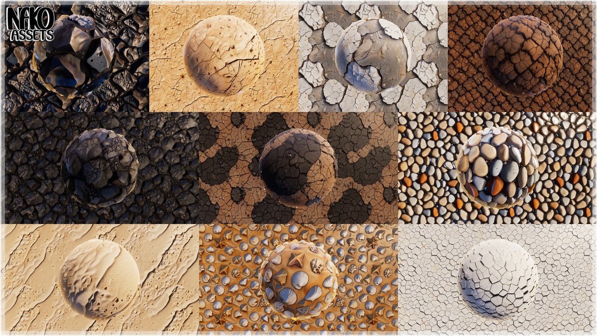 x110 4K Desert Materials PBR Textures for Ground, Sand, Rocks & Terrain