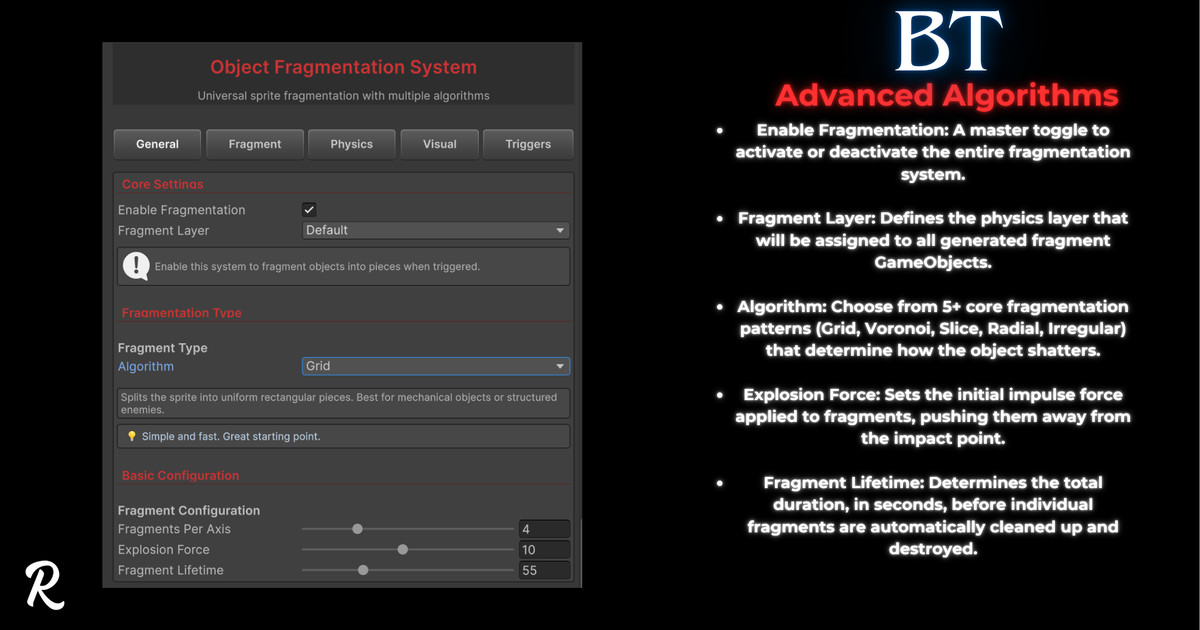 BT-DestructX 2D: Intelligent Multi-Algorithm Fragmentation & Destruction System