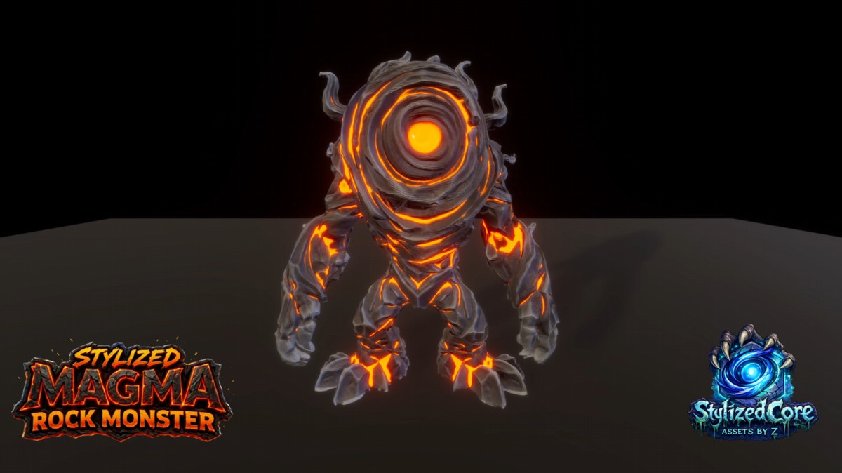 Magma Rock Monsters Pack 1 - 4 Stylized Animated Creatures (LOD + Skins)