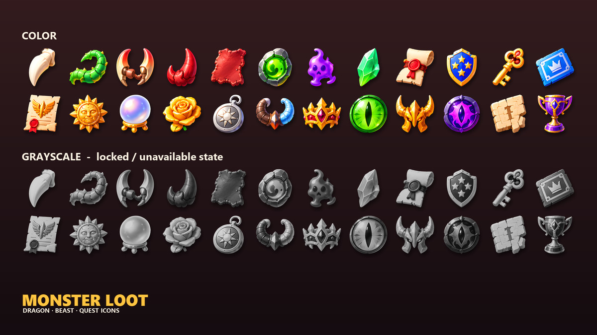 Monster & Dragon Loot Icons - 313 RPG Drops