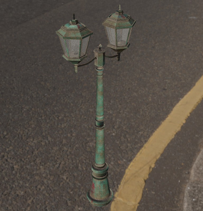 Ornate Double Street Lamp - 4 Texture Variants Pack