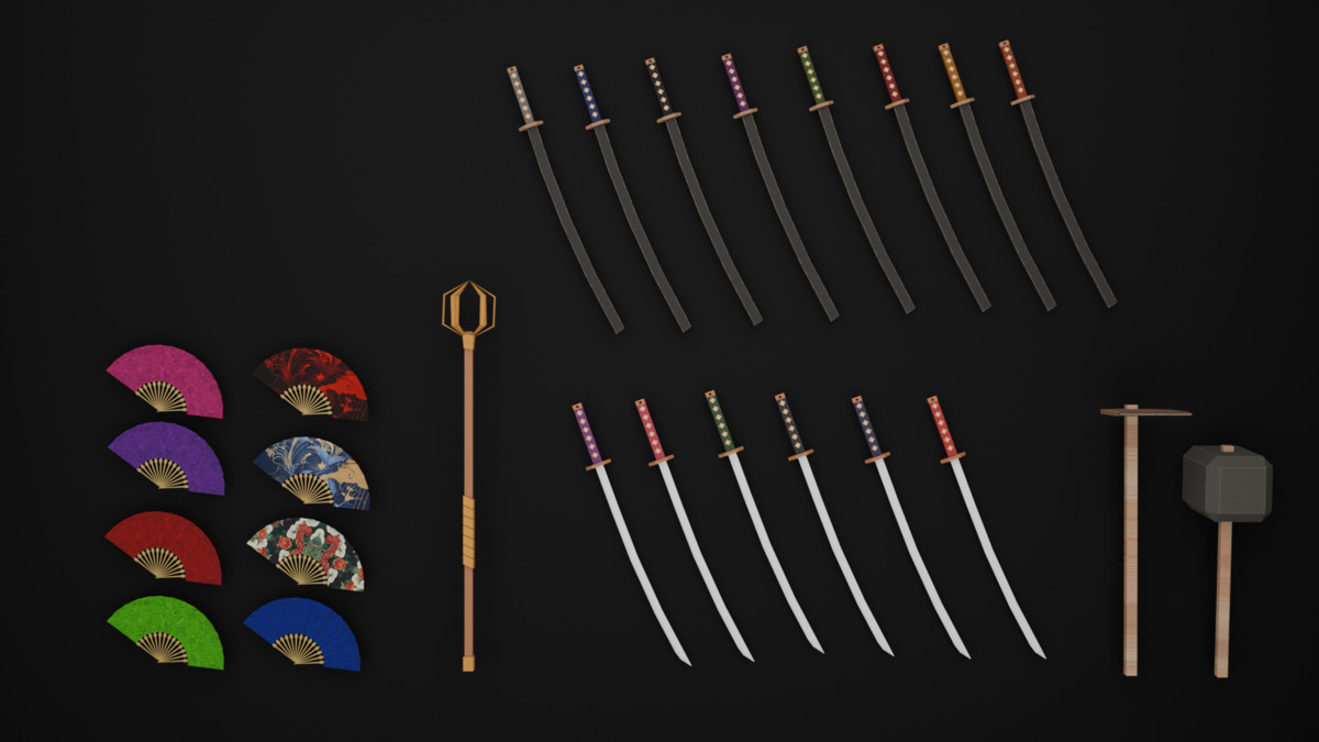 Samurai Realm : Chibi papercraft Japan feudal Asset pack