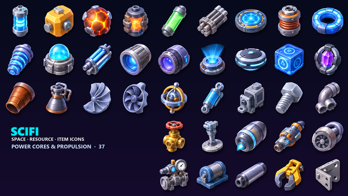 Sci-Fi Resource Icons - 286 Space Items
