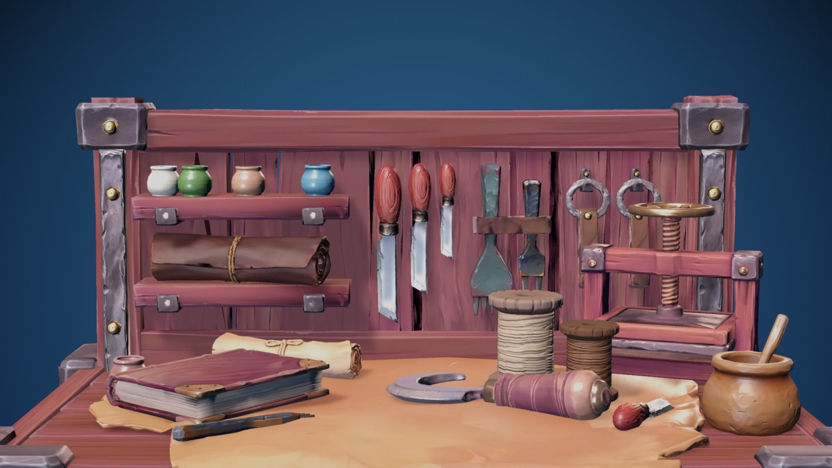 Stylized Leather Workbench #2 - 3 Tiers- AAA quality