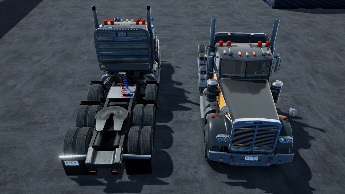 Semitruck with dump trailer