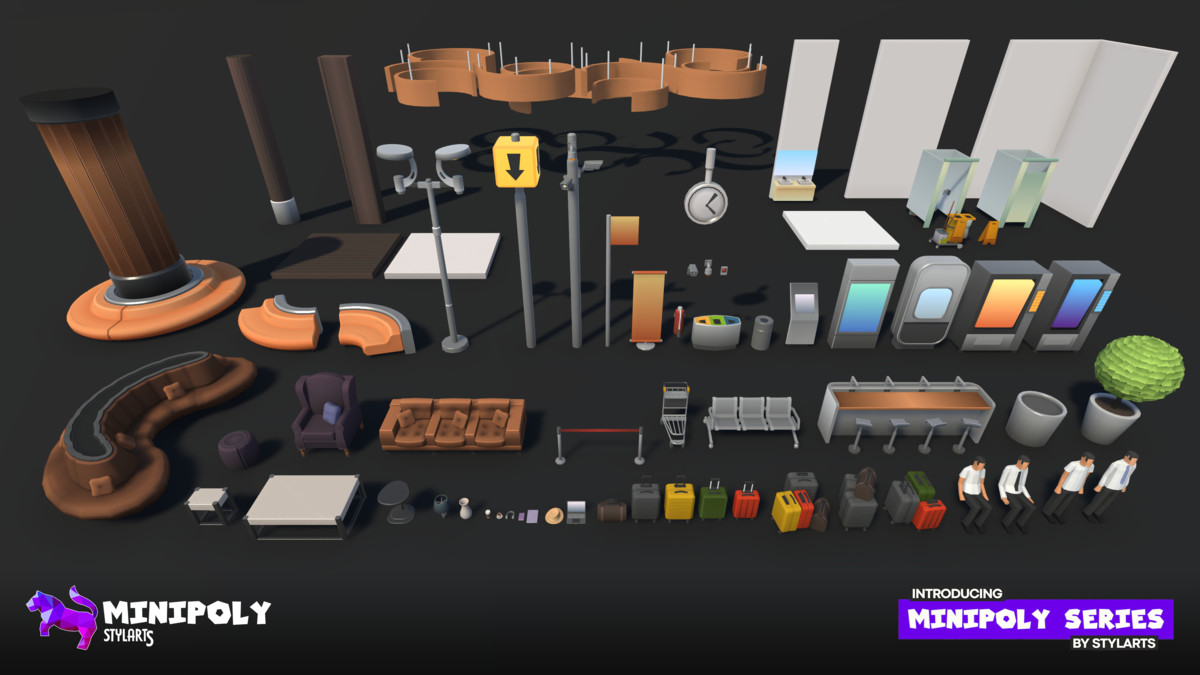 Modular Airport Fatpack - Minipoly Series ( Stylized Lowpoly Environment )