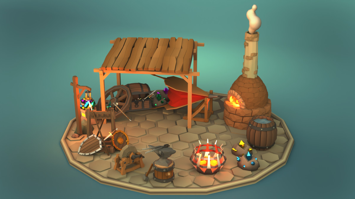 Low Poly 3D Medieval Town Assets
