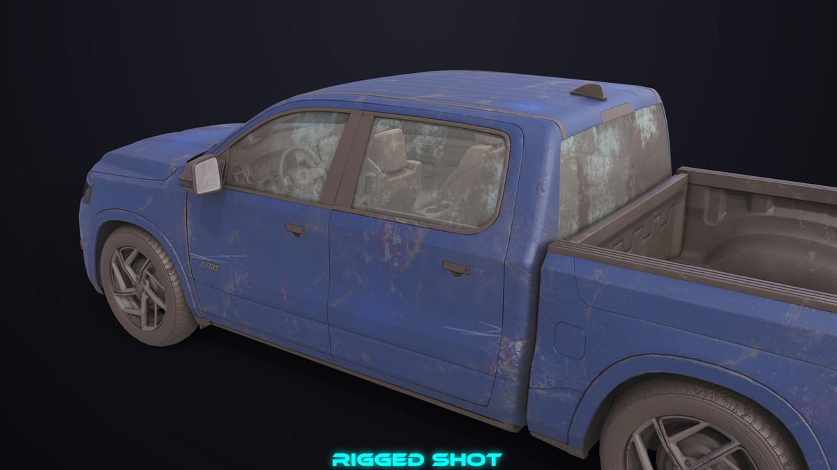 Pickup Truck 03 Blue Dusty URP HDRP Textures