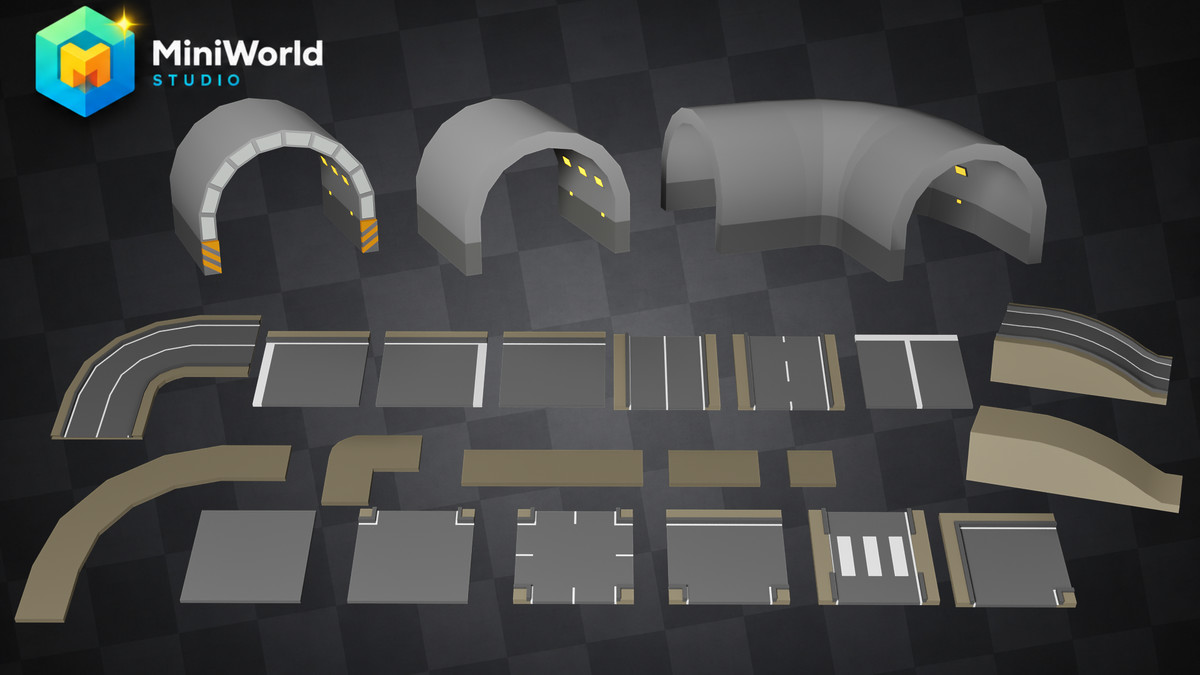 Low Poly Modular Road Pack- Mini World Studio
