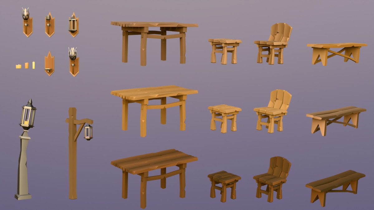 Low Poly 3D Medieval Town Assets
