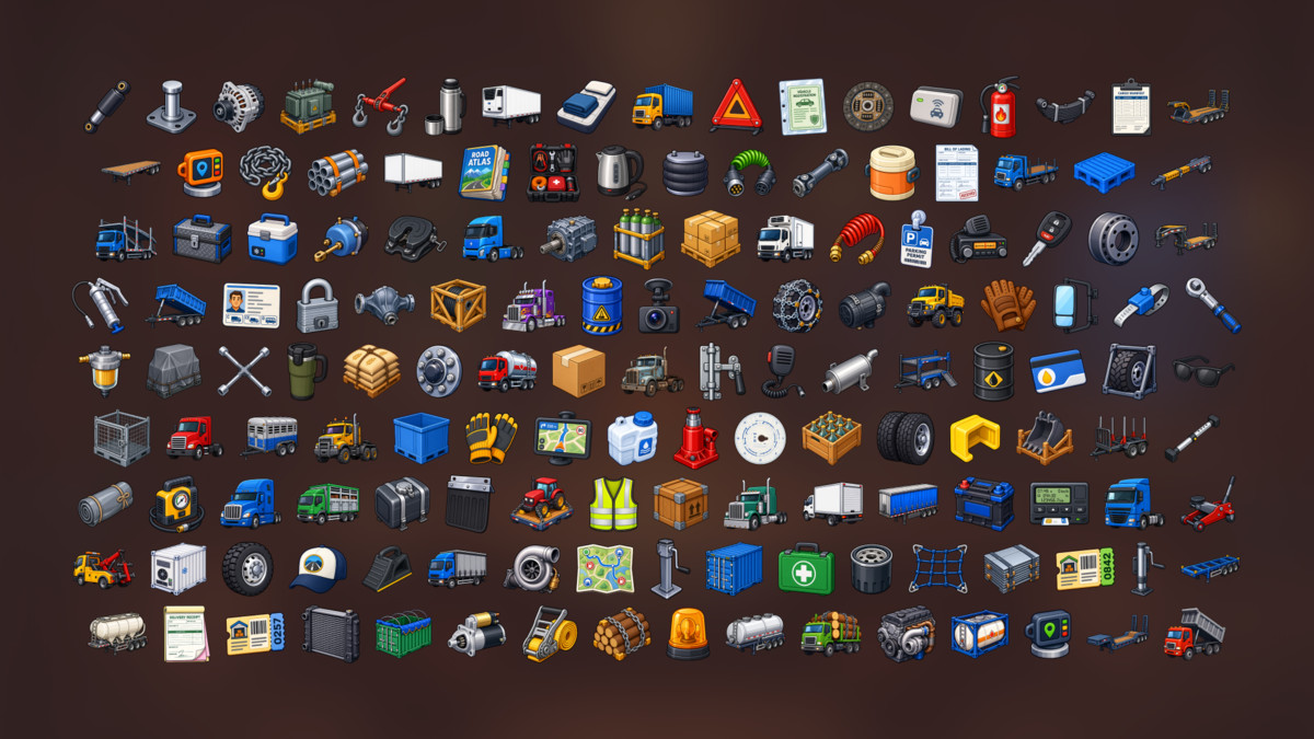 Trucking Logistics Fleet Management Truck Maintenance Cargo Icons Pack