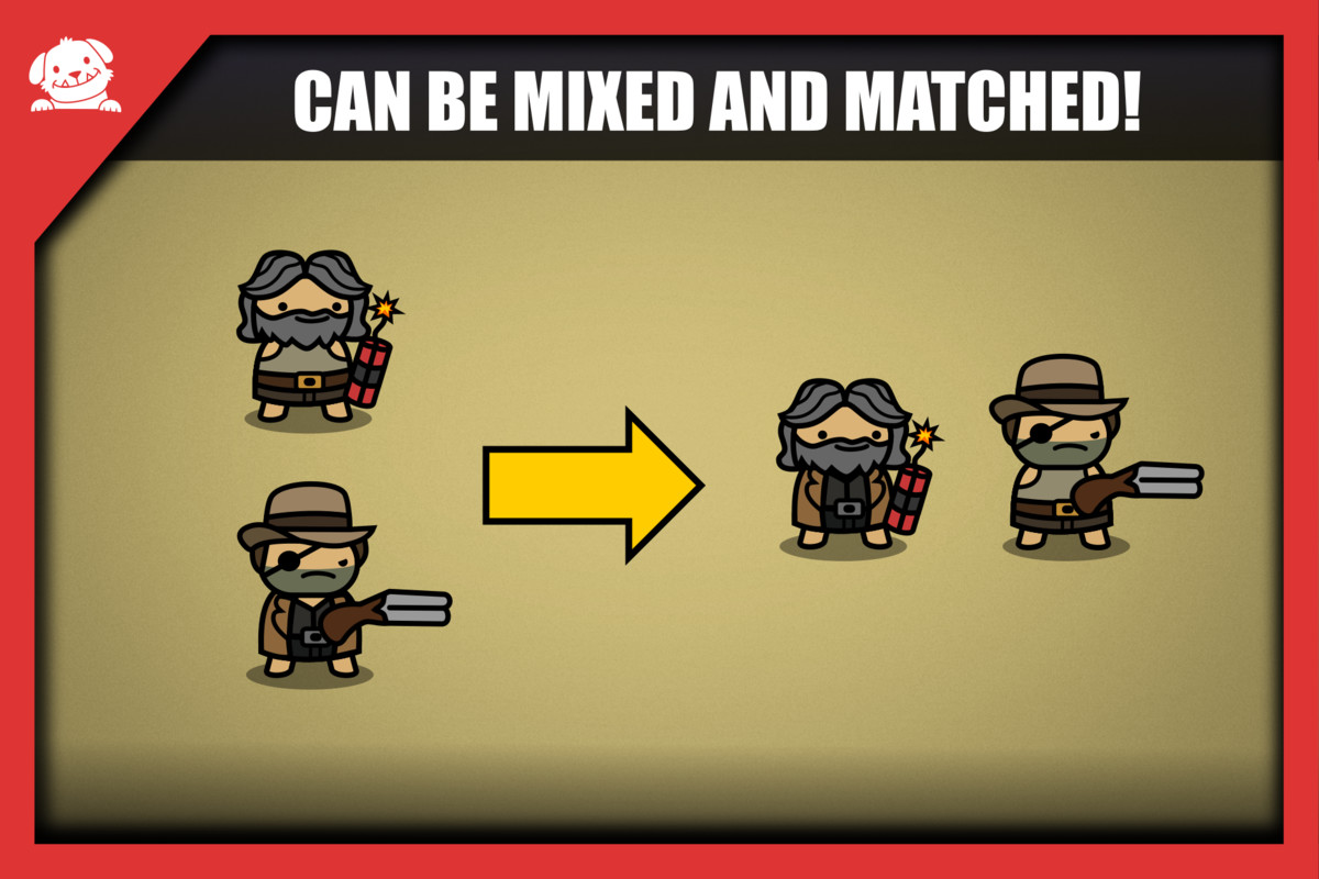 Simple 2D Cute Wild West Characters