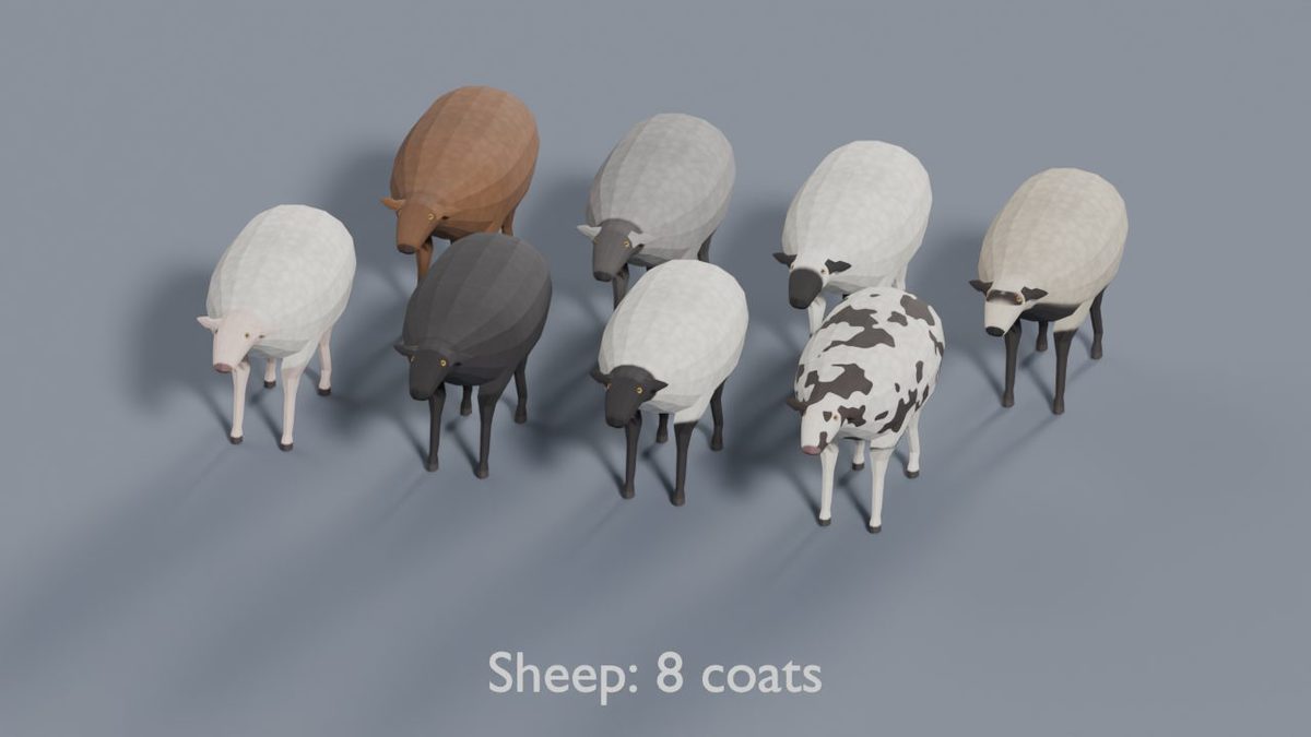 Animated Low Poly Animals Pack 2 | Fox, Cow, Cat, Pig & More | 112 Variants