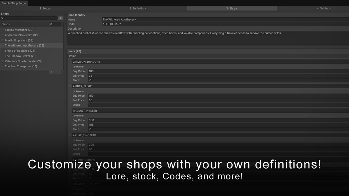 Simple Item Forge: No-Code Item, Crafting, Shop & Loot Generator w/ JSON Export
