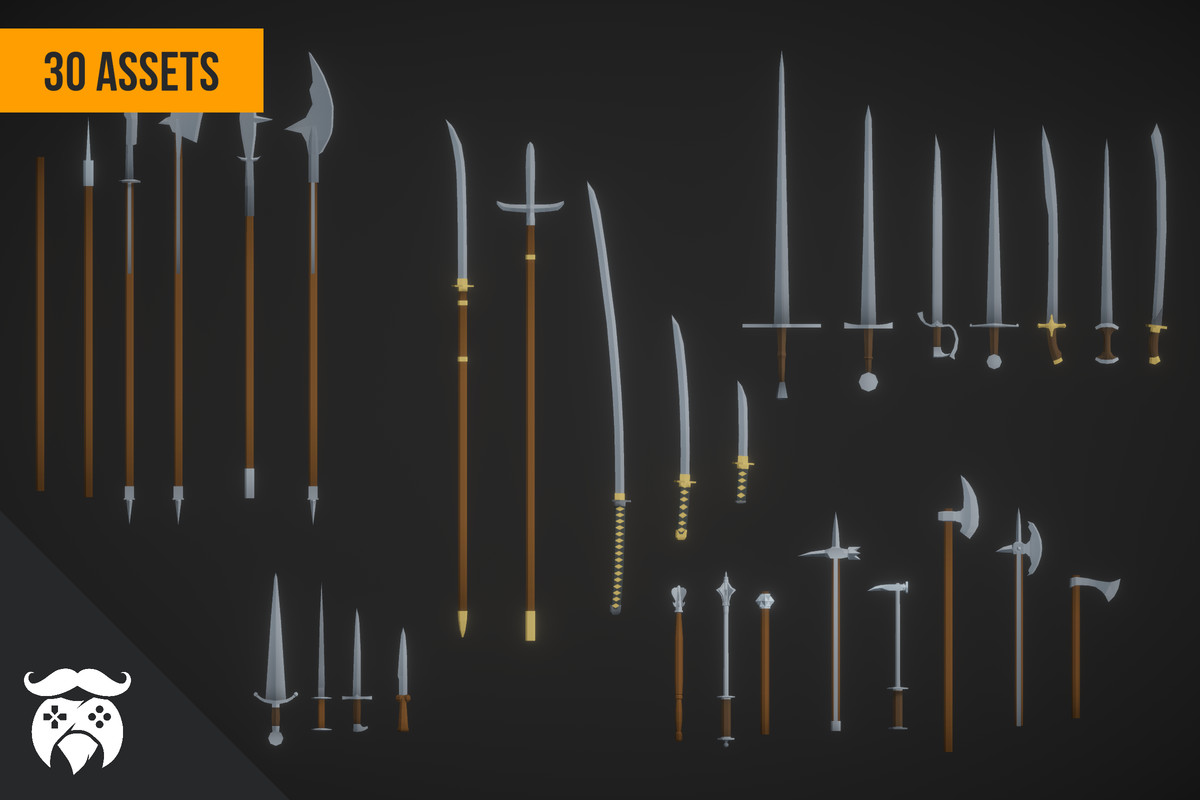 Historically Realistic Low Poly Swords & Weapons