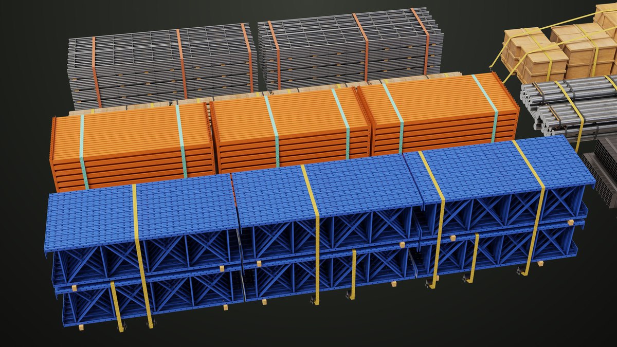 Flatbed Trailer with 7 Loads Single Mat URP HDRP Textures