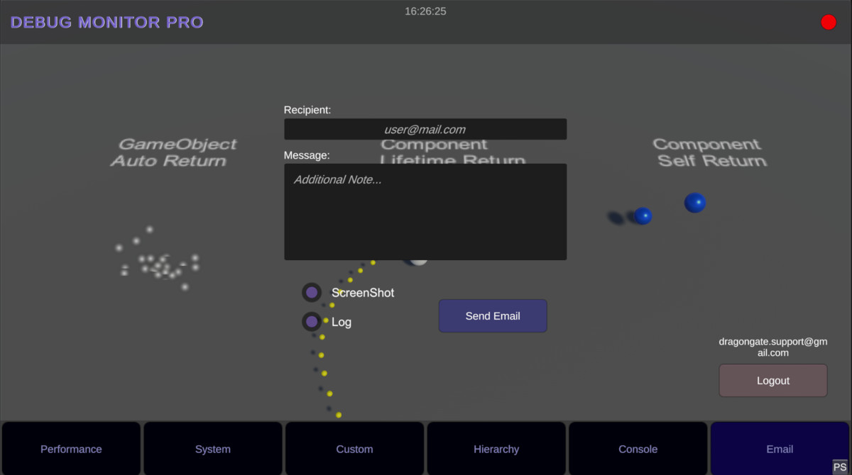 Debug Monitor Pro - Console, Hierarchy, Email