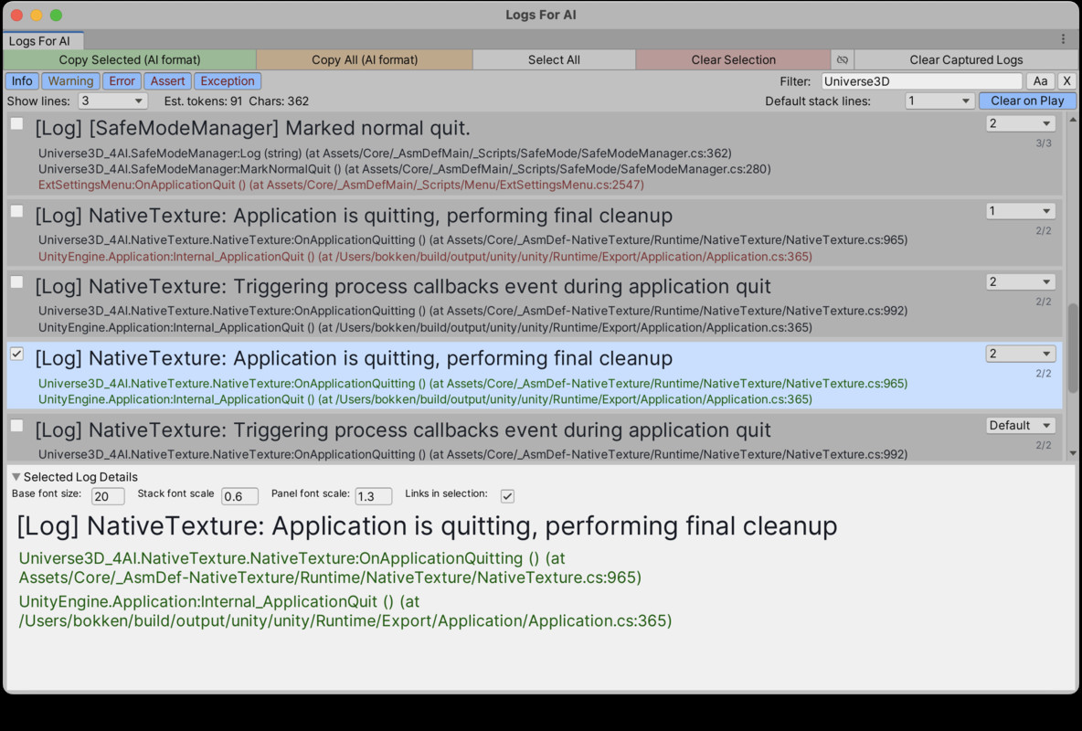 Logs for AI