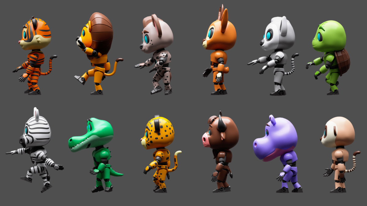Cartoon characters animals 2 03 robots