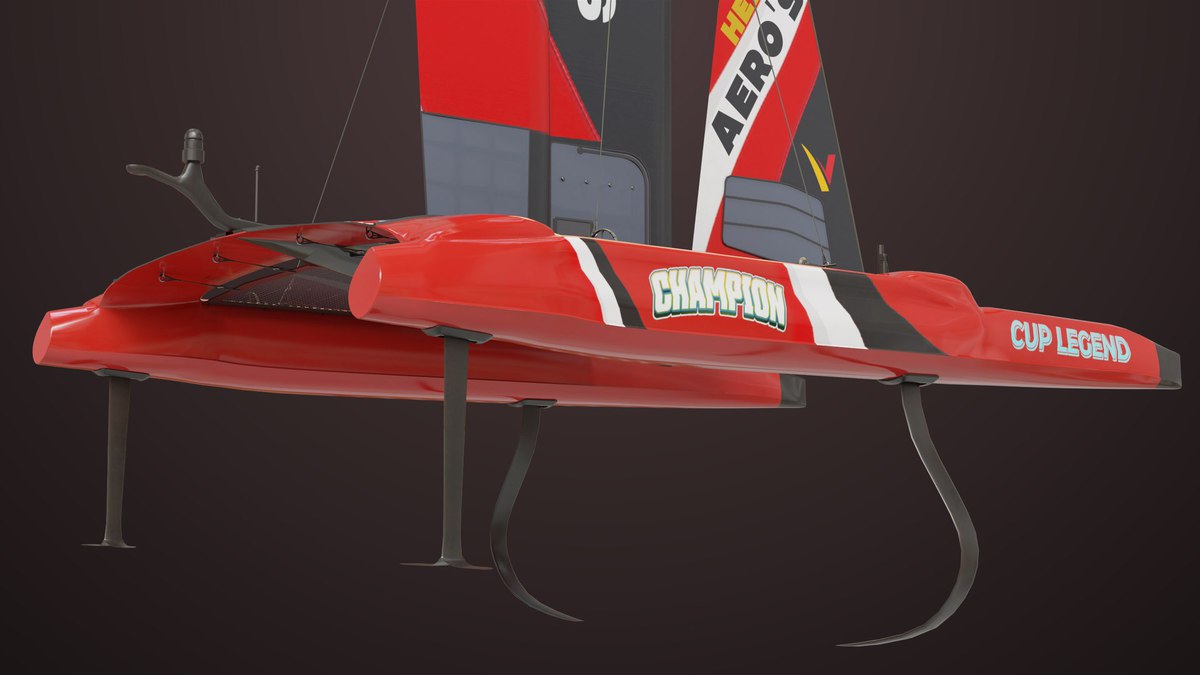 Yacht Hydrofoil Sailing Boat 02 Black URP HDRP Textures