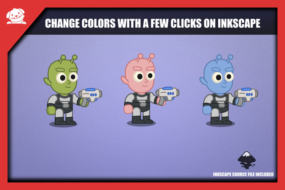 2D Cartoon Sci-Fi Space Characters
