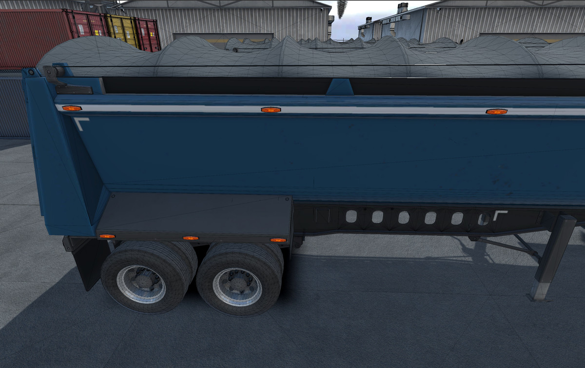 Semitruck with dump trailer