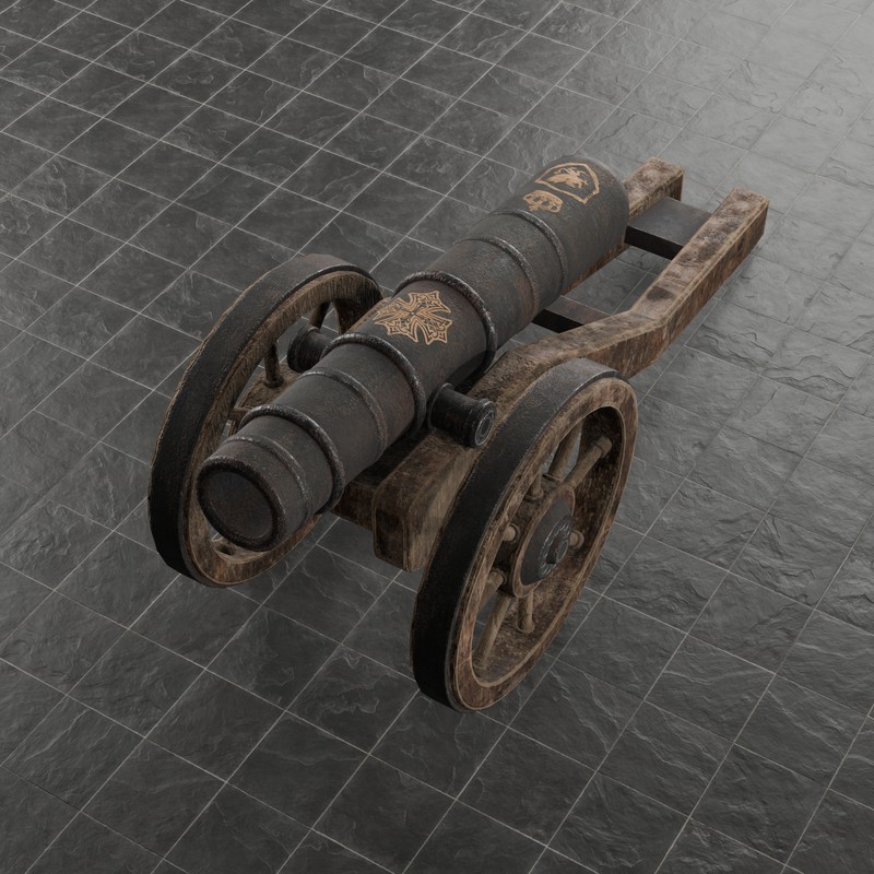 Historical Field Cannon Game Ready with LODs & PBR Textures