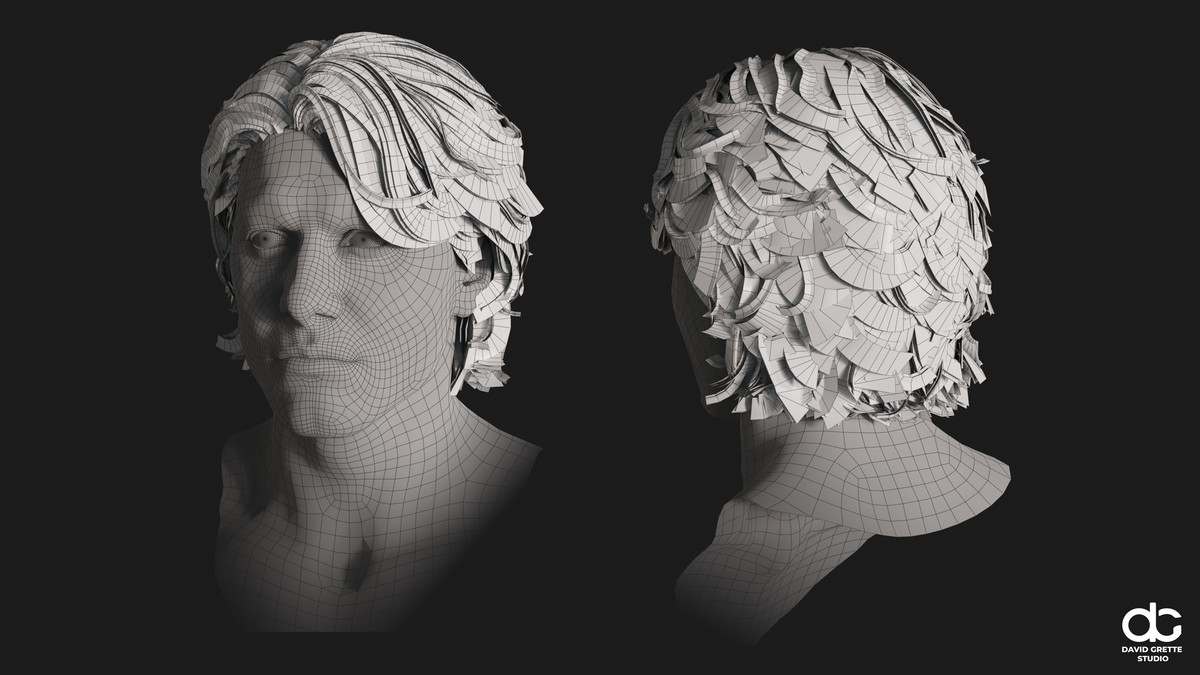 Realistic male hairstyles, pack #7 | Rigged hair, game-ready, low-poly