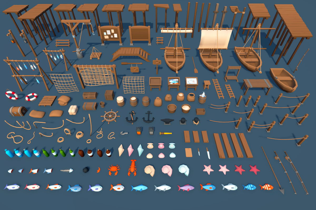 Low Poly Fishing Village Asset Pack