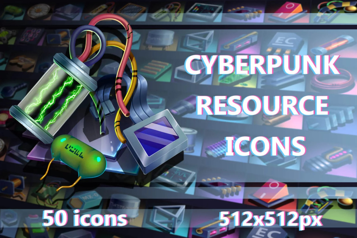 2700 Cyberpunk RPG Icons Pack