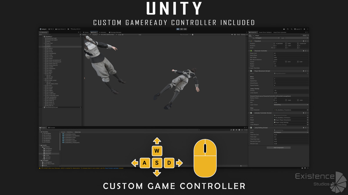 3 in 1 - Stylized Character Pack - Maid Mary - White Pigeon - Shield Guardian