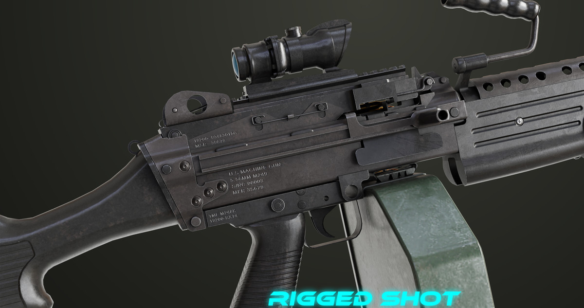 Machine Gun Sandal and Black Ammo Box URP HDRP Textures