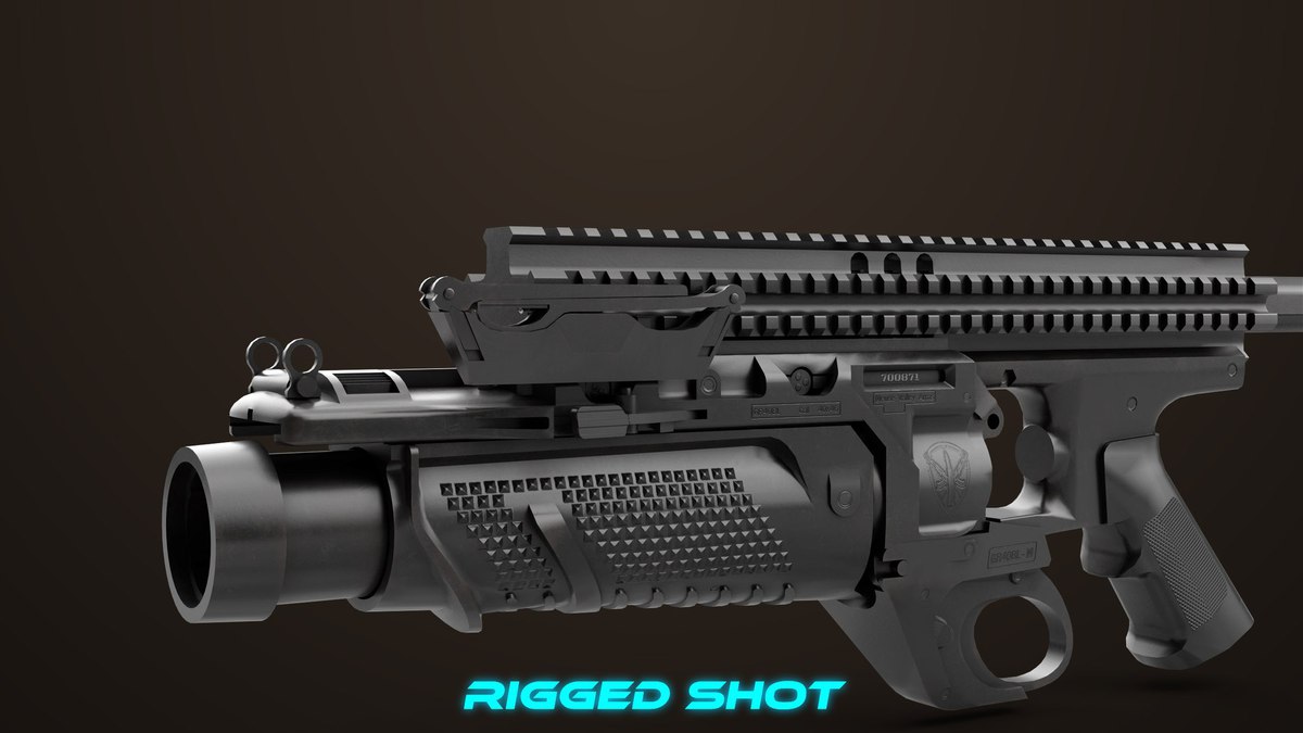 6 Grenade Launcher Black URP HDRP Textures