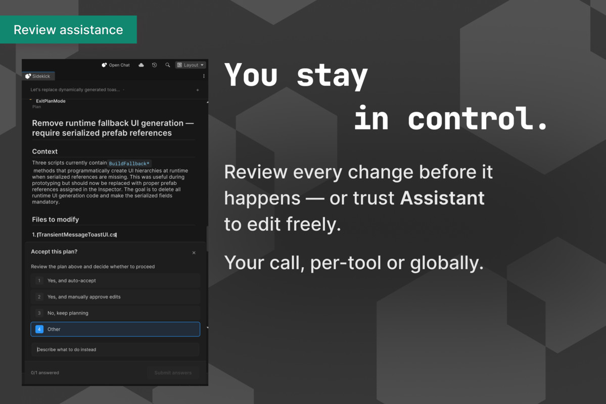 Ryx Sidekick - your AI agent for Unity