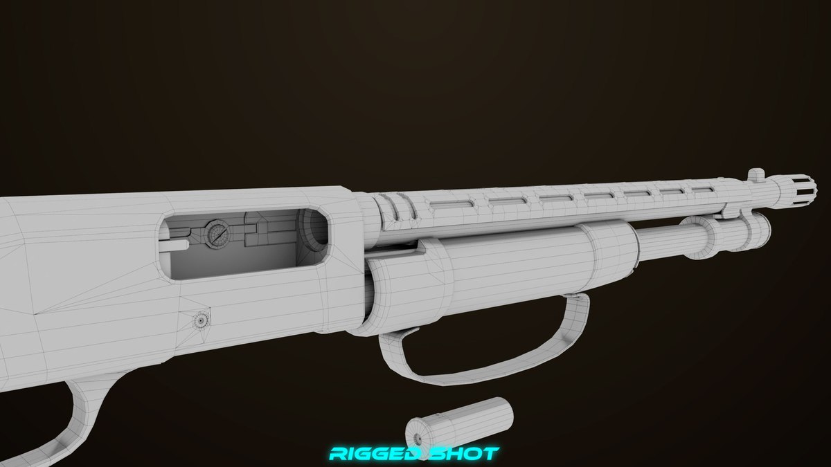 Small Shotgun 02 Black and Sandle Single Mat URP HDRP Textures