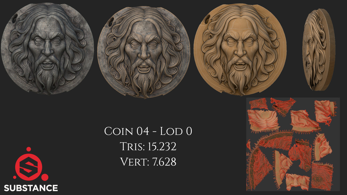 5 Dark Fantasy Coins / Medal in Gold, Silver and Bronze
