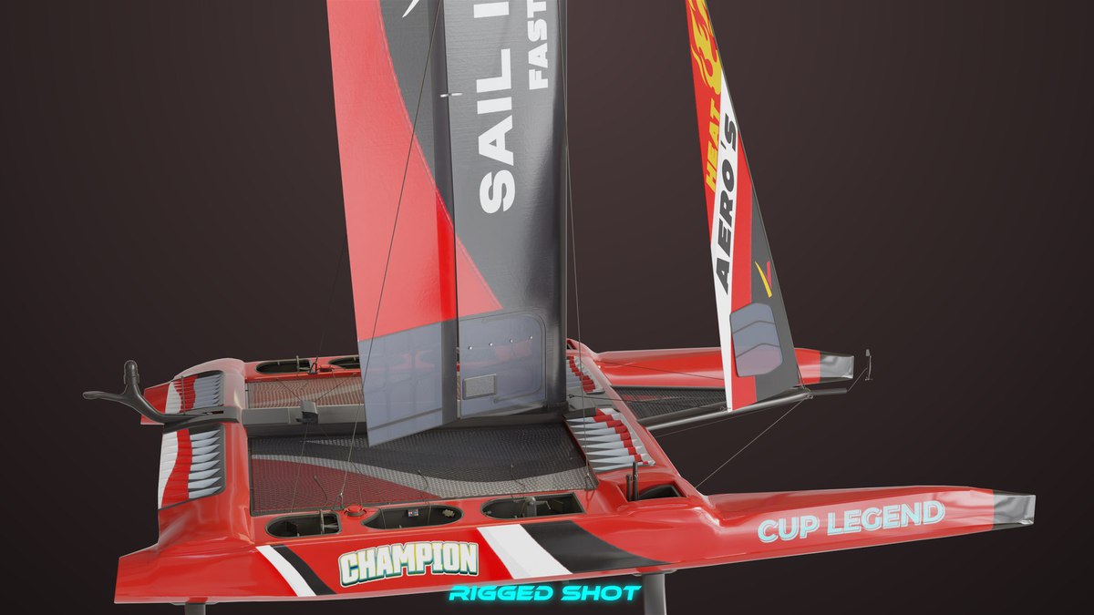 Yacht Hydrofoil Sailing Boat 02 Black URP HDRP Textures